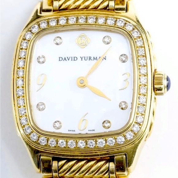 Authentic 18k Gold Diamond David Yurman Thoroughbred Watch Diamond Bezel MOP - Picture 5 of 5